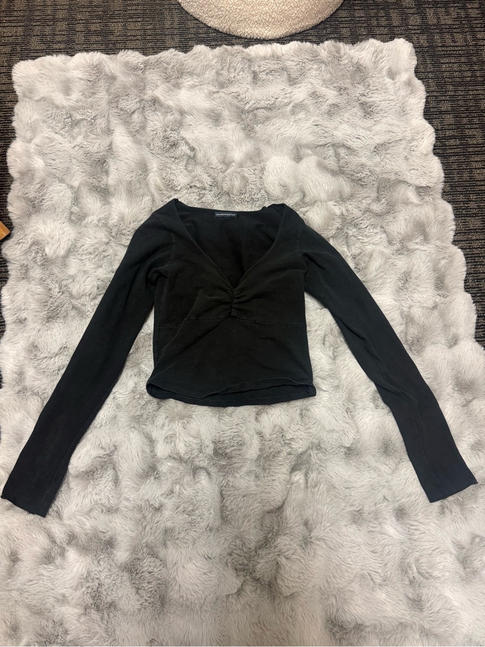 Brandy Melville Black Long-Sleeve Twist-Front Top